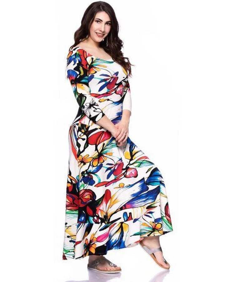 Ingoria CAMILLA Maxikleid mit 3/4 Arm (Mit Print)