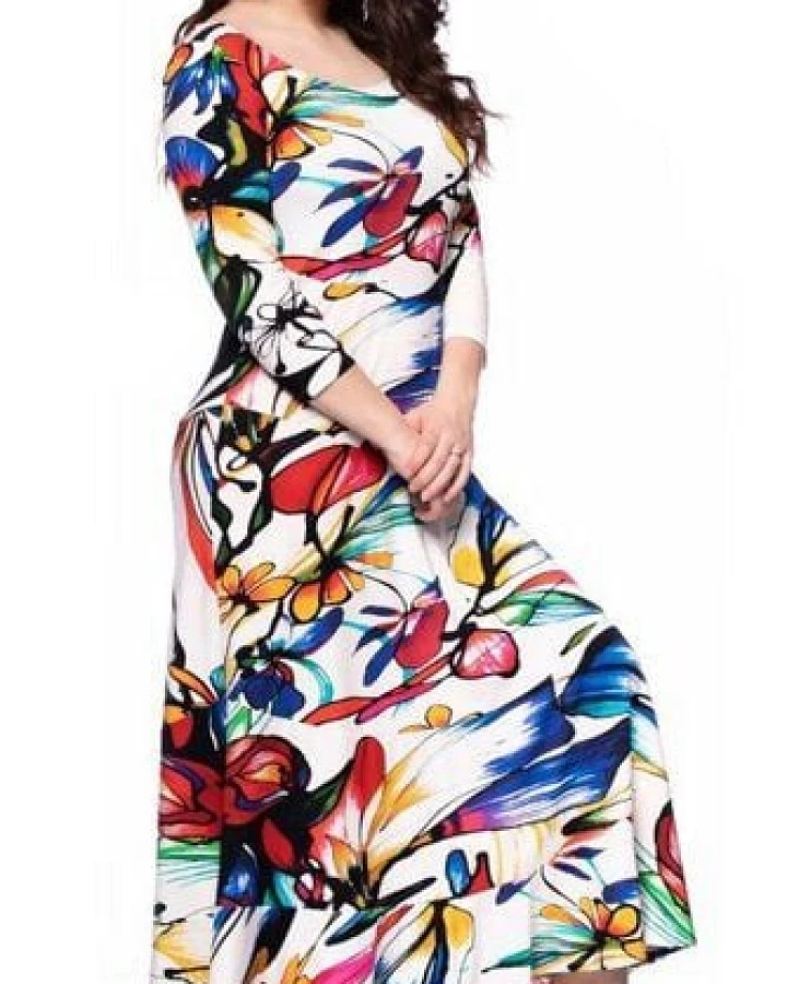 Ingoria CAMILLA Maxikleid mit 3/4 Arm (Mit Print)