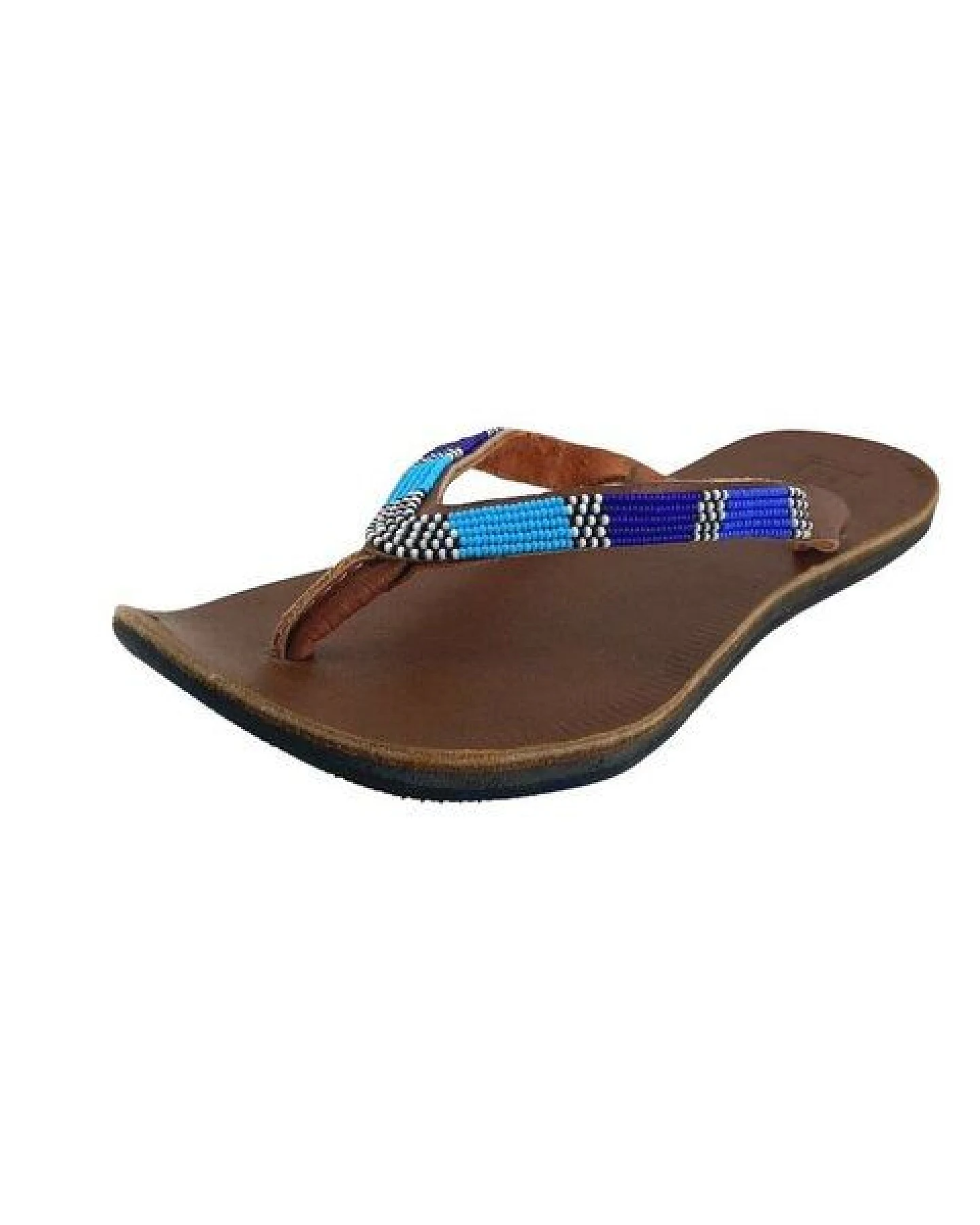 Swahili Coast Ledersandalen mit Perlen - ATLAS - Multi & Blue – Ansicht 2