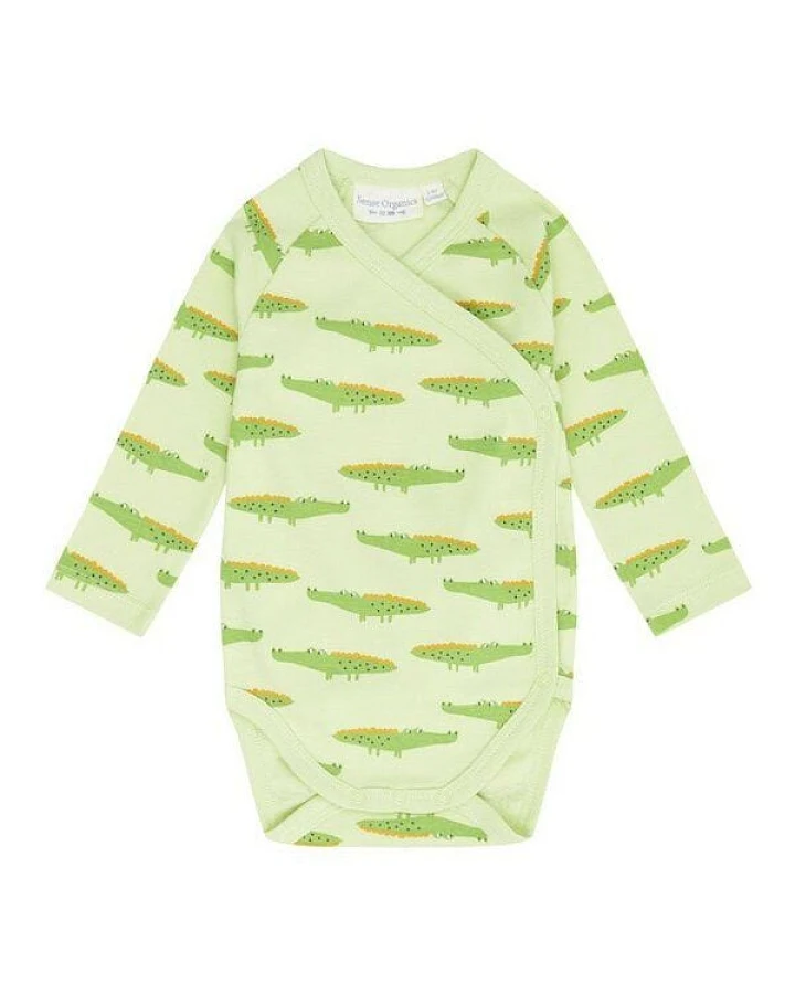 sense-organics Baby Wickelbody *Kroko grün*/*Kakadu pink* Gots & Fair Trade I Sense Organics