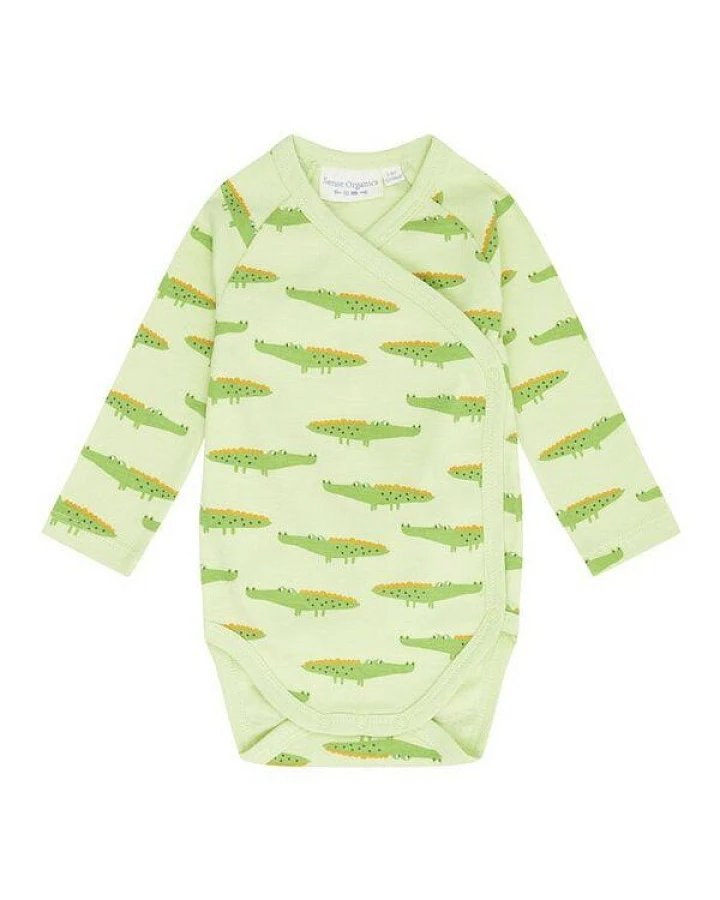 sense-organics Baby Wickelbody *Kroko grün*/*Kakadu pink* Gots & Fair Trade I Sense Organics