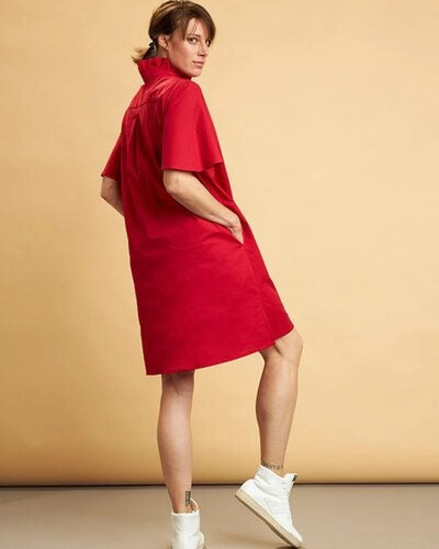 Skrabak Damen Kleid aus Bio-Baumwolle "Felix" rot – Ansicht 3
