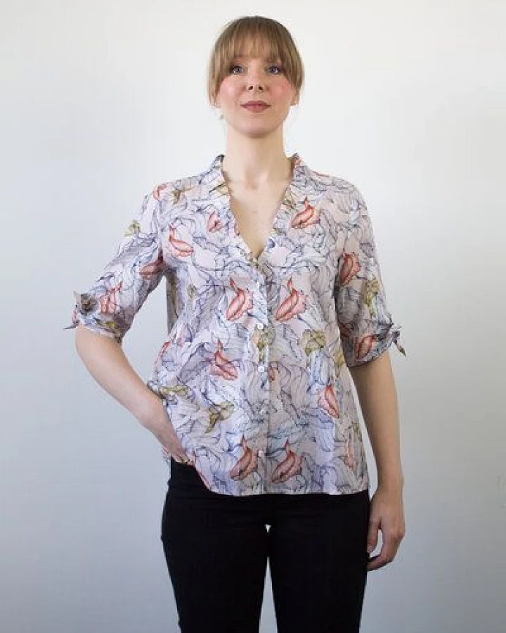 Skrabak Damen Bluse aus Bio-Baumwolle "Britta" mit floralem Muster