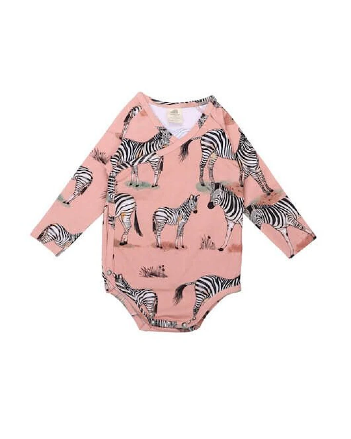 Baby Wickelbody Langarm *Zebra Family* Gots Bio