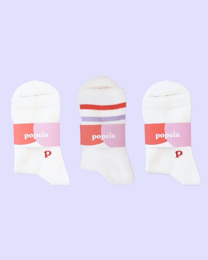 3x Socken weiß/natur "popeia" - The Sporty Set