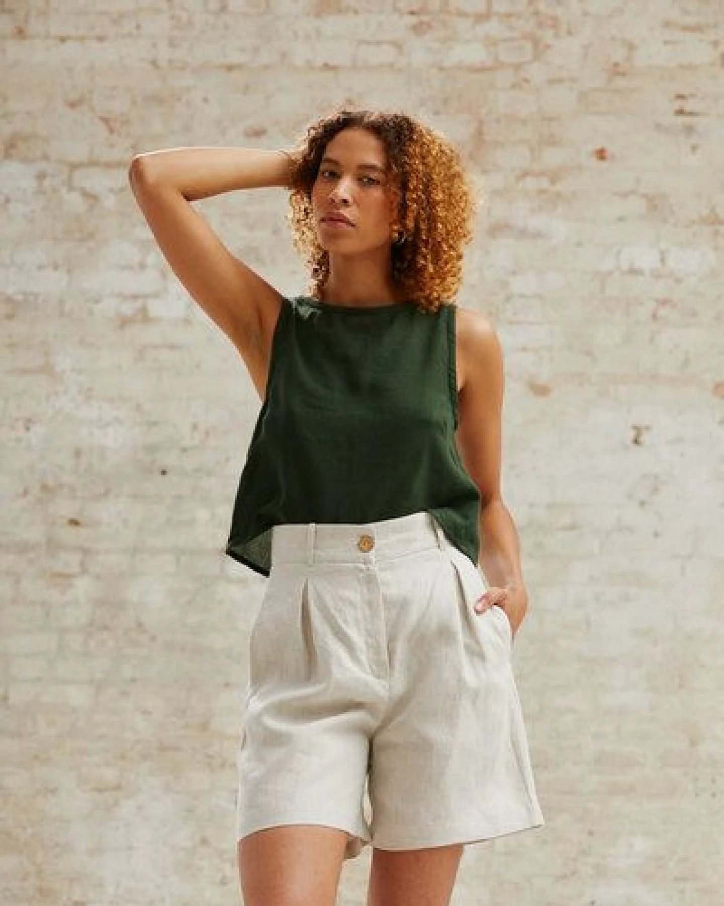 Jyoti - Fair Works Hanf Highwaist Shorts Aakash – Ansicht 2