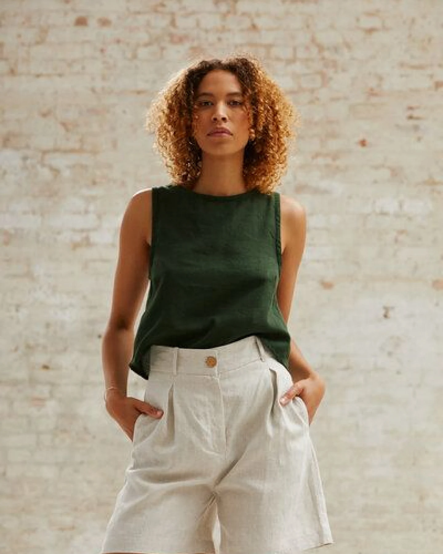 Jyoti - Fair Works Hanf Highwaist Shorts Aakash – Ansicht 2