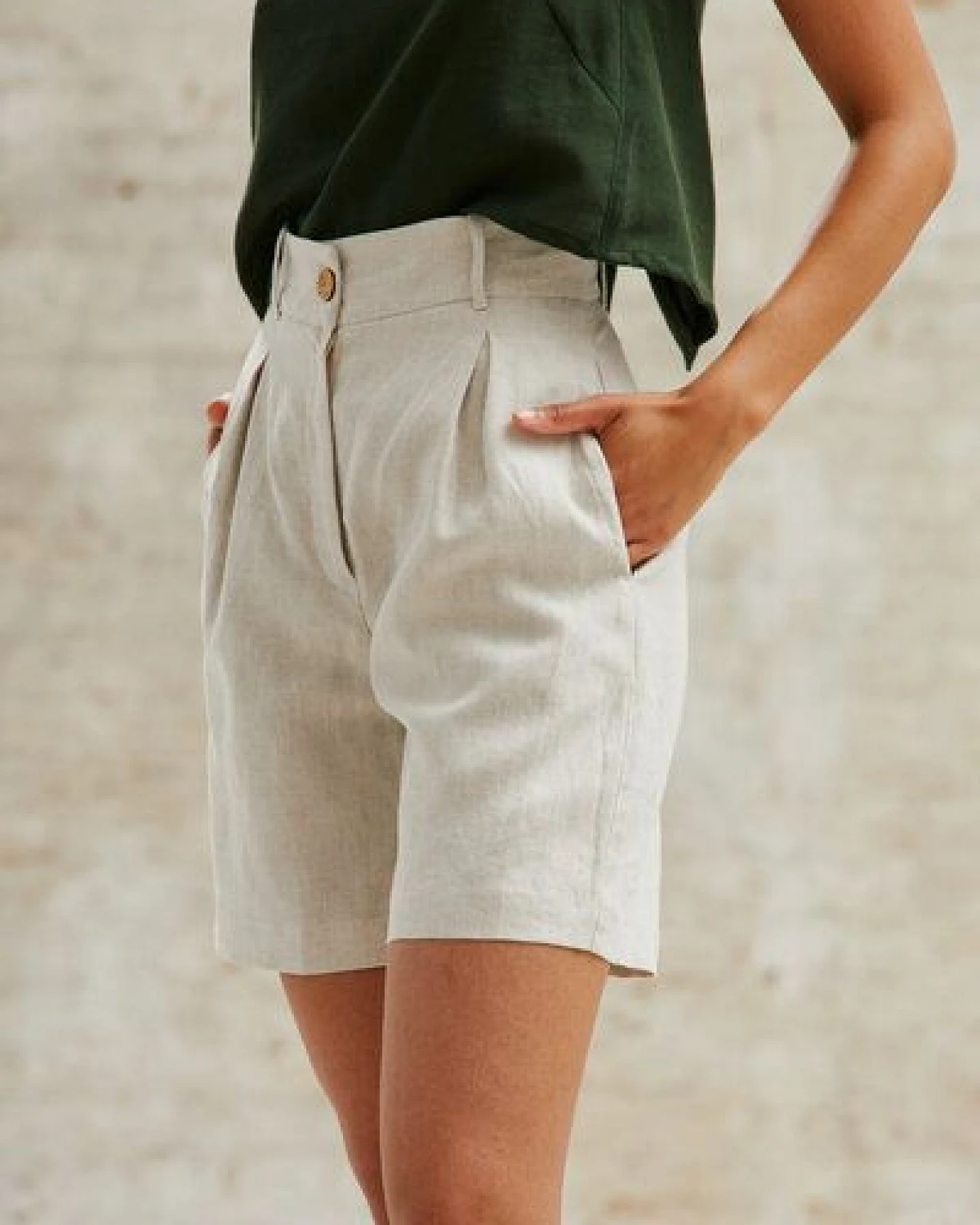 Jyoti - Fair Works Hanf Highwaist Shorts Aakash – Ansicht 3