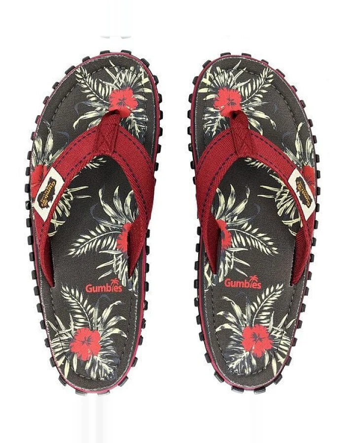 GUMBIES Grey Hibiscus - Nachhaltige Zehensandalen für Damen und Herren