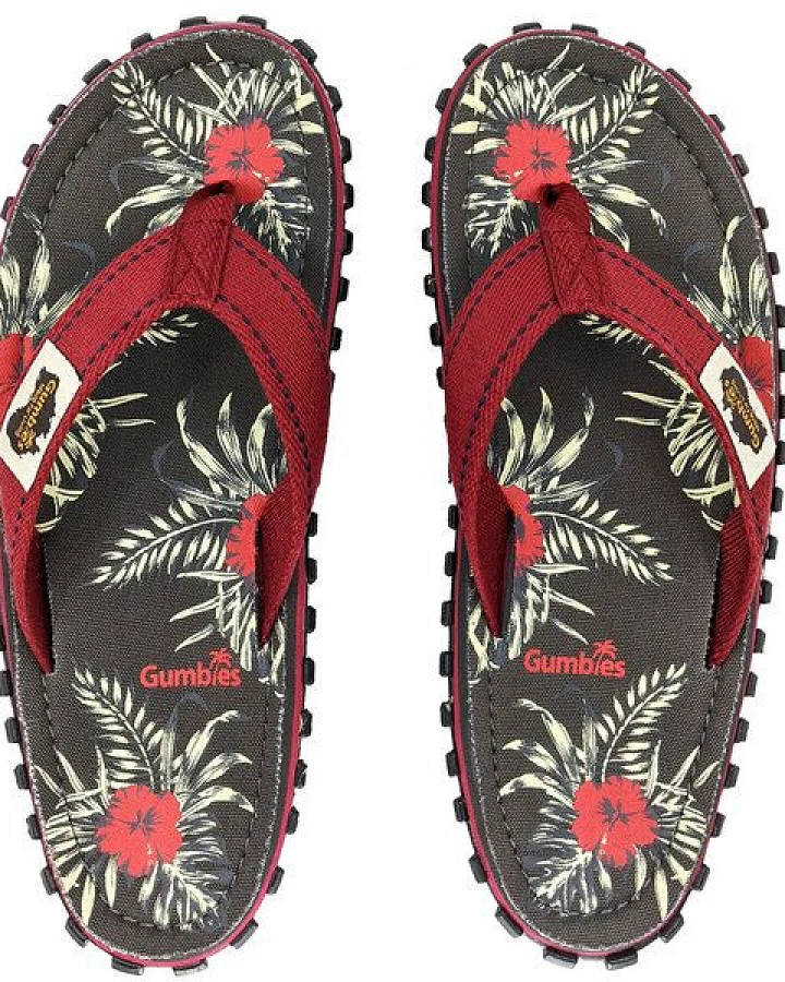 GUMBIES Grey Hibiscus - Nachhaltige Zehensandalen für Damen und Herren