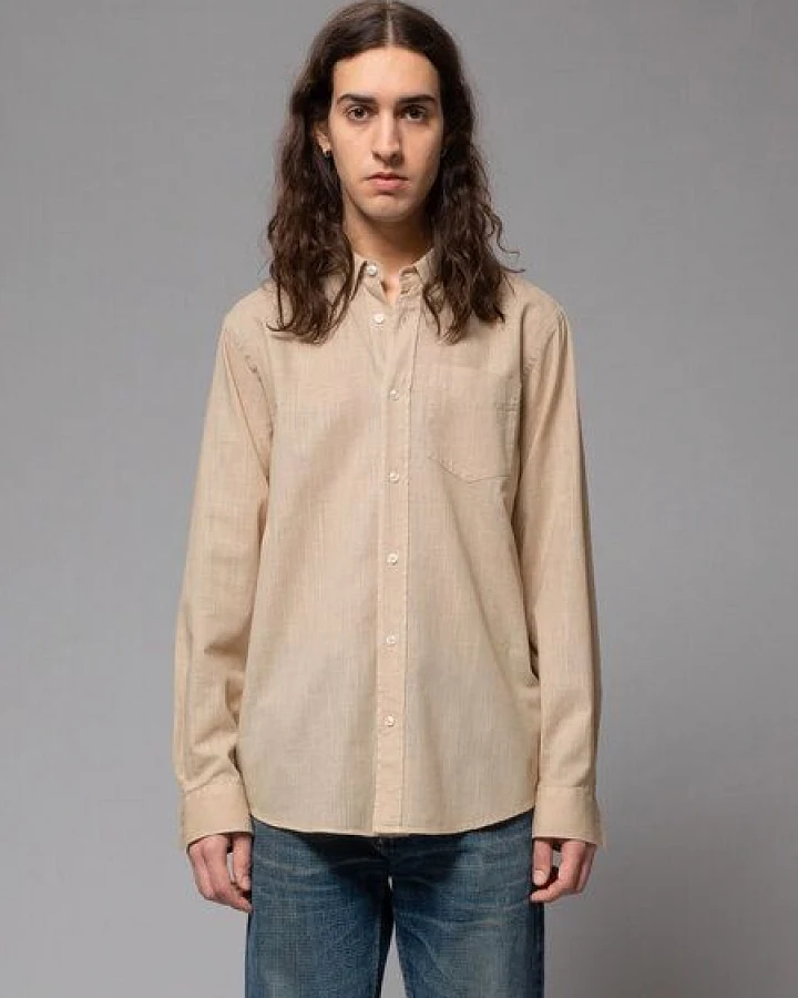 Nudie Jeans Herren Hemd "Chuck BD Summer Breeze", Cream