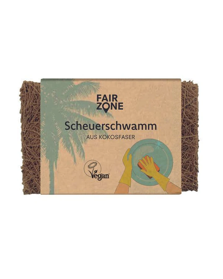 FAIR ZONE Scheuerschwamm aus Kokosfaser, 2er Set