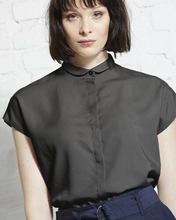 Wunderwerk Damen Bluse aus Lyocell (TENCEL) "Square blouse small collar 1/2"