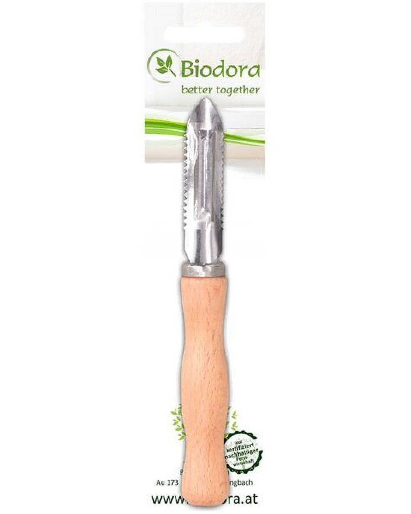 Biodora Sparschäler – Zertifiziertes Buchenholz – Rostfreie Edelstahlklinge – Küchenhelfer – Ansicht 2