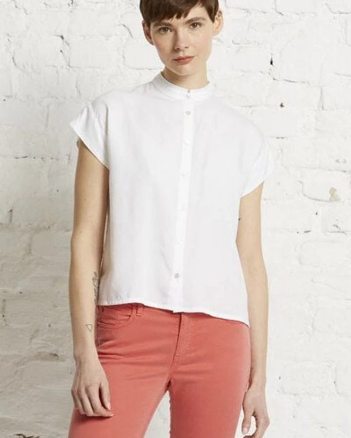 Wunderwerk Damen Bluse aus Lyocell (TENCEL) "TENCEL square stand collar"