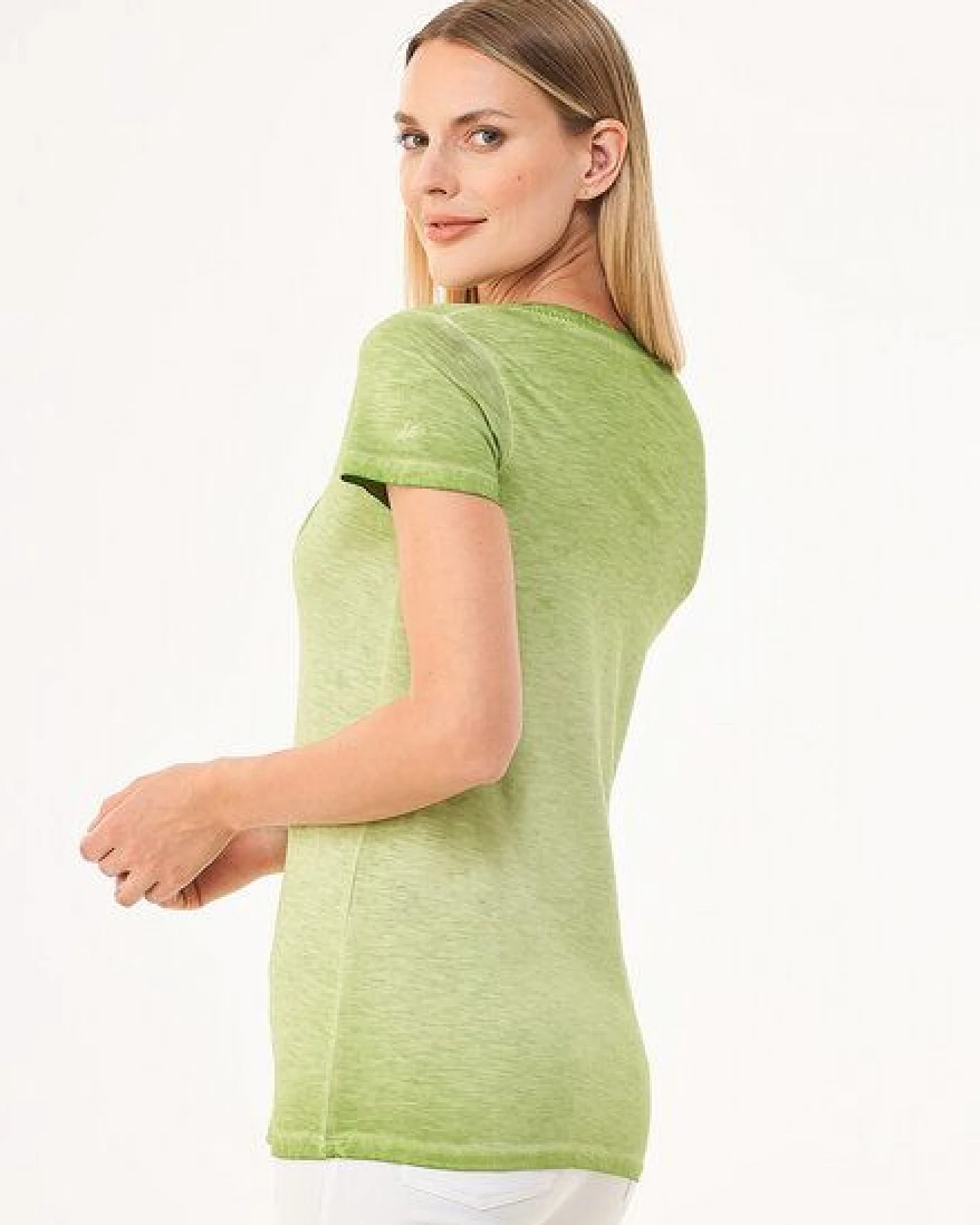 ORGANICATION Cold Pigment Dyed T-Shirt aus Bio-Baumwolle mit Baum-Print – Ansicht 3