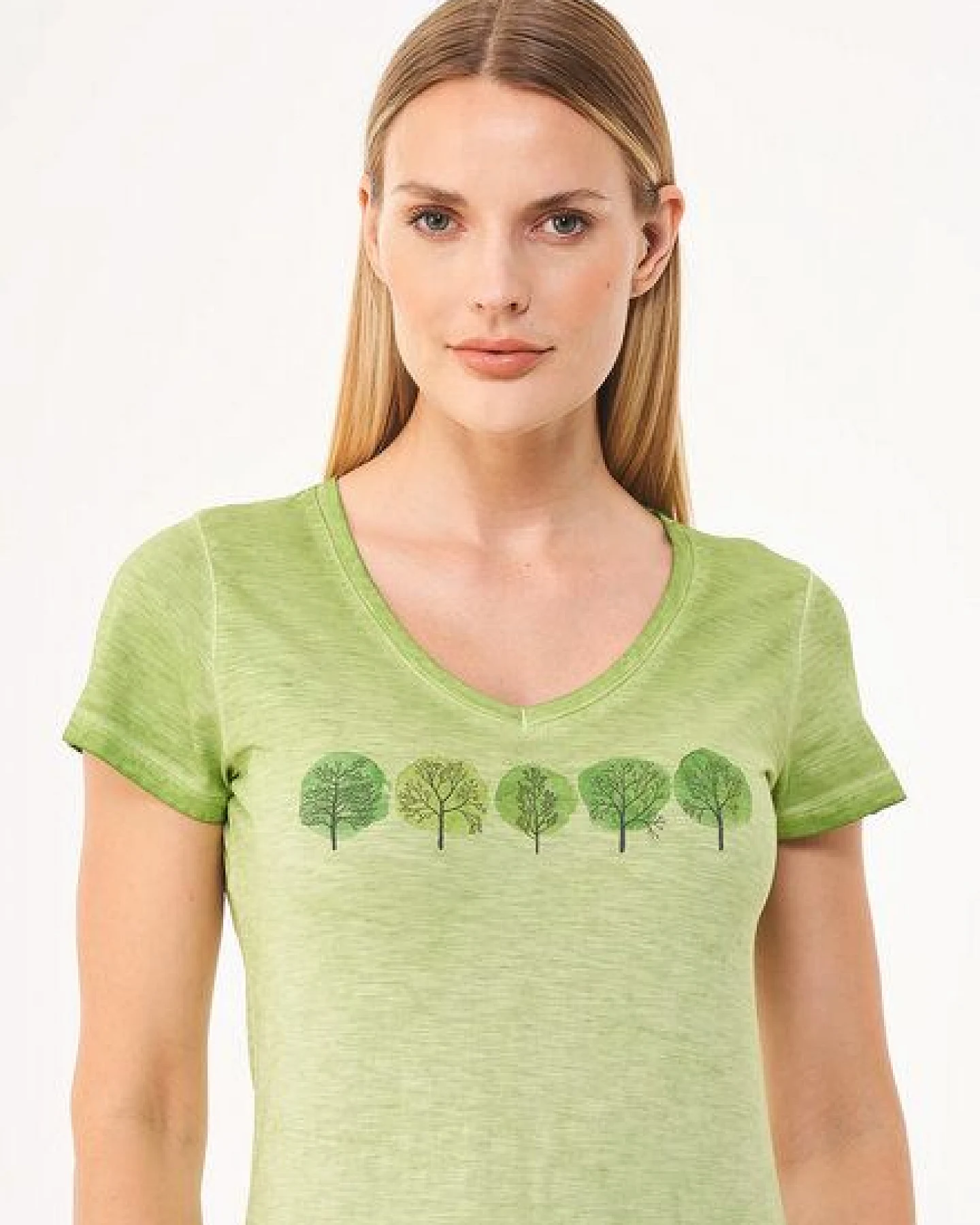 ORGANICATION Cold Pigment Dyed T-Shirt aus Bio-Baumwolle mit Baum-Print – Ansicht 4