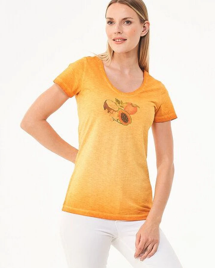 ORGANICATION Cold Pigment Dyed T-Shirt aus Bio-Baumwolle mit Frucht-Print
