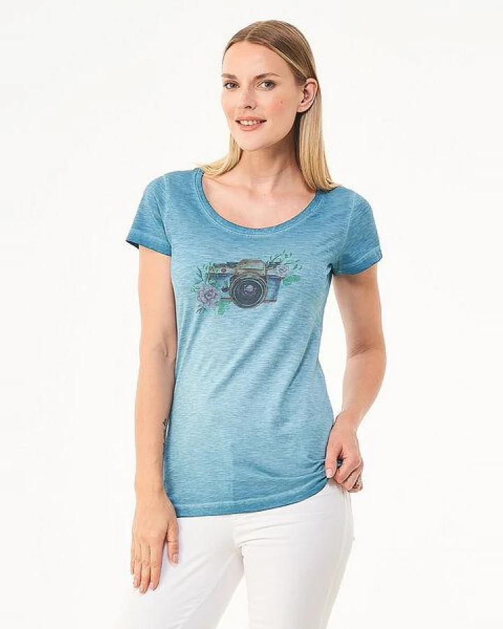 ORGANICATION Cold Pigment Dyed T-Shirt aus Bio-Baumwolle mit Kamera-Print