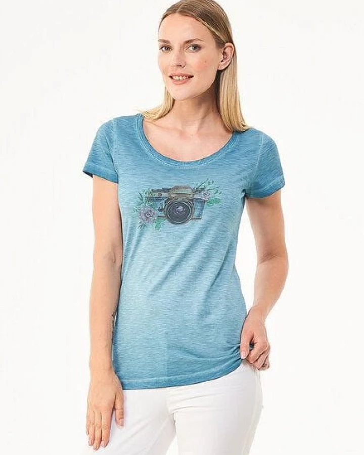ORGANICATION Cold Pigment Dyed T-Shirt aus Bio-Baumwolle mit Kamera-Print
