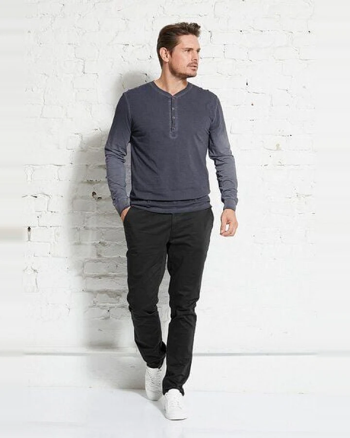 Wunderwerk Herren Langarmshirt aus Bio-Baumwolle "Henley male 1/1 mal tinto"