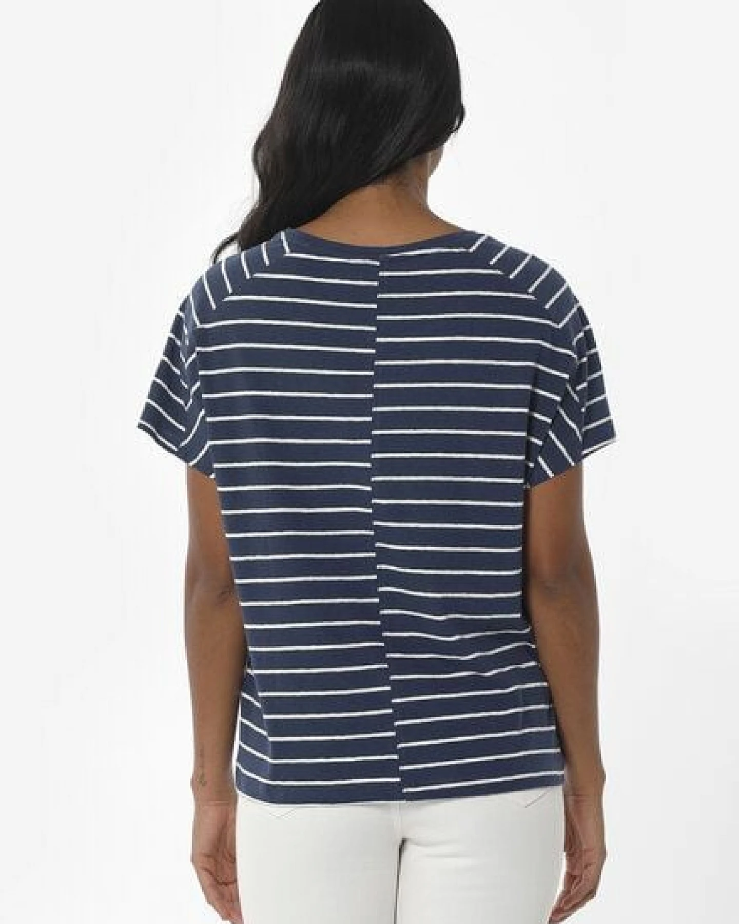 ORGANICATION Gestreiftes T-Shirt aus Bio-Baumwolle und Leinen – Ansicht 4