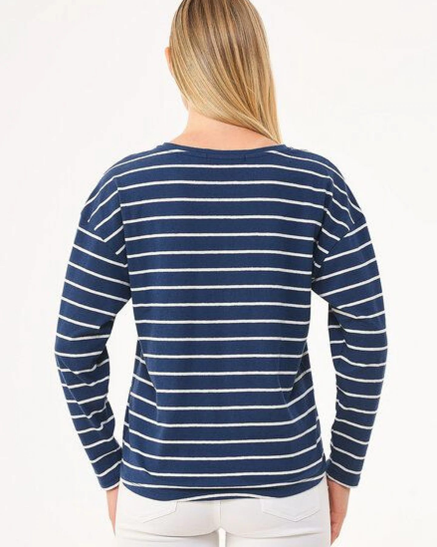 ORGANICATION Gestreiftes Longsleeve T-Shirt aus Bio-Baumwolle und Leinen – Ansicht 4