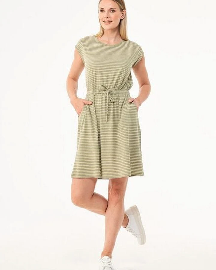 ORGANICATION Gestreiftes Jerseykleid aus Bio-Baumwolle und Leinen
