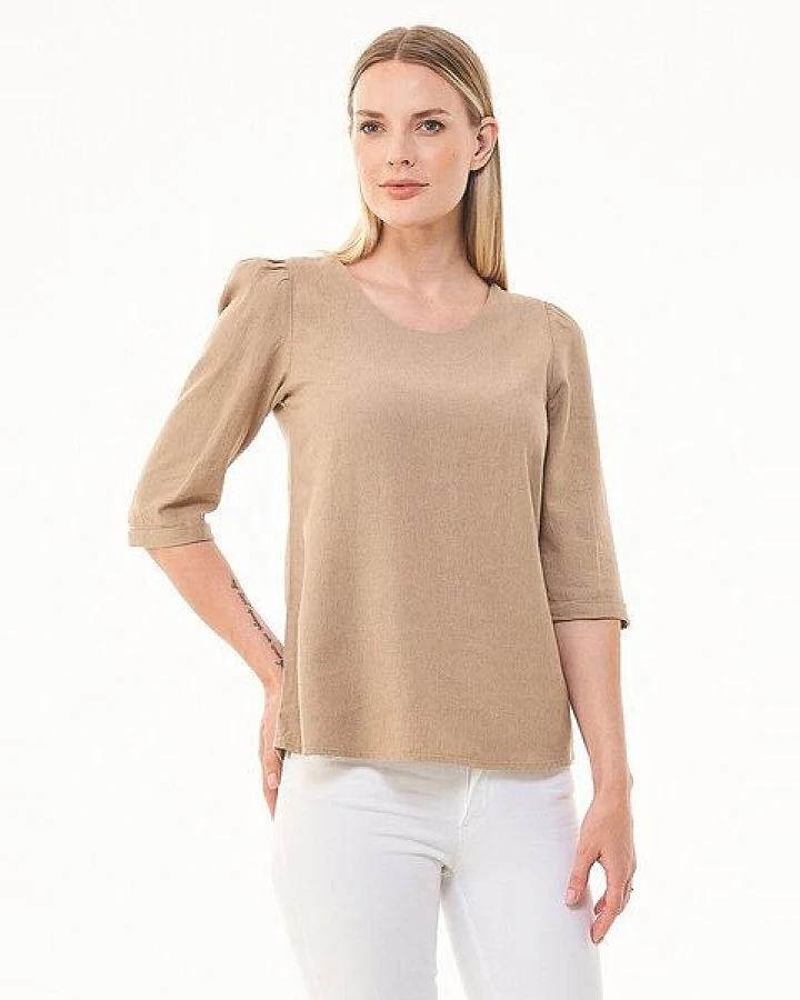 ORGANICATION 3/4-Arm Bluse aus LENZING ECOVERO und Leinen