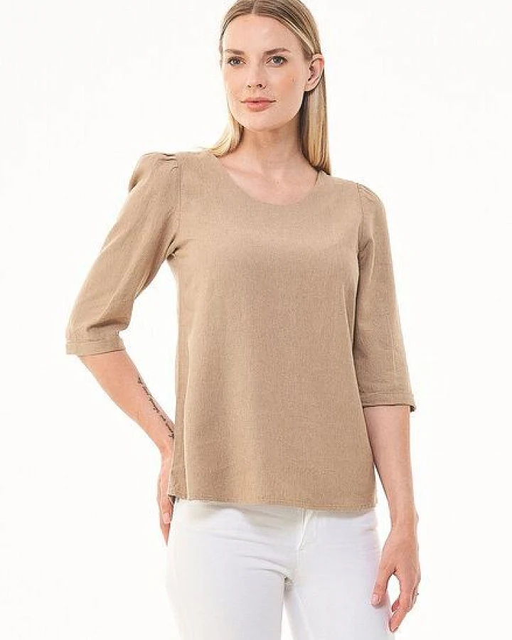 ORGANICATION 3/4-Arm Bluse aus LENZING ECOVERO und Leinen