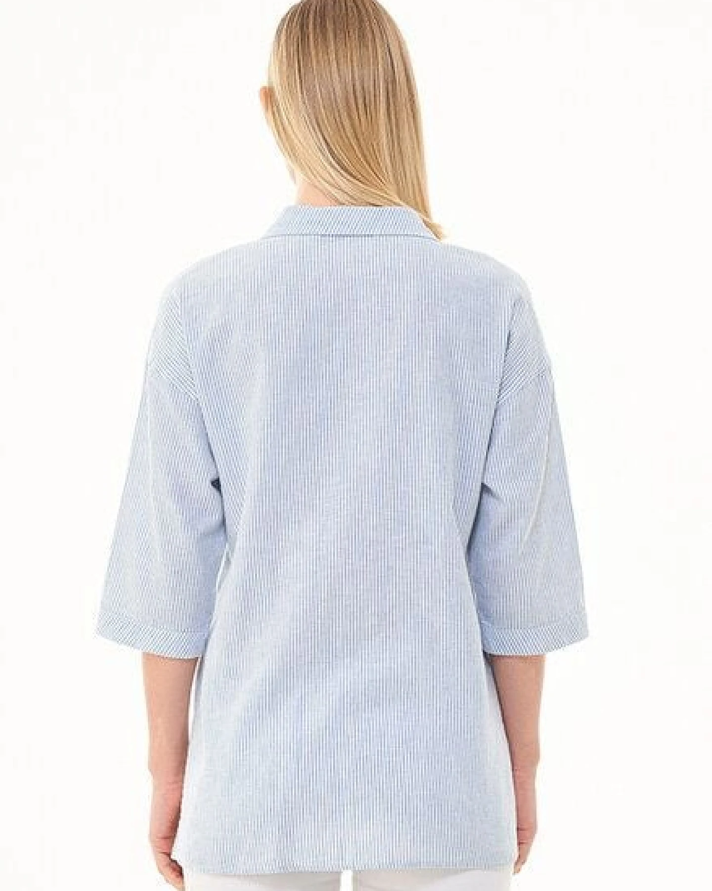 ORGANICATION Gestreiftes Hemdbluse aus Leinen-Bio-Baumwolle Mix – Ansicht 4