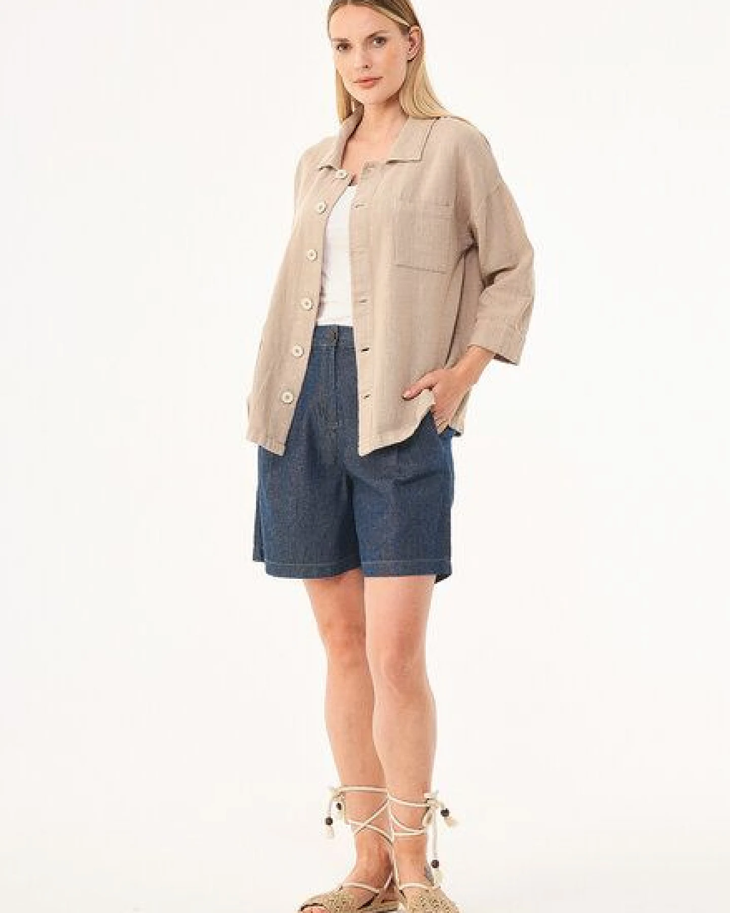 ORGANICATION Hemdbluse aus Leinen-Bio-Baumwolle Mix mit LENZING ECOVERO – Ansicht 2