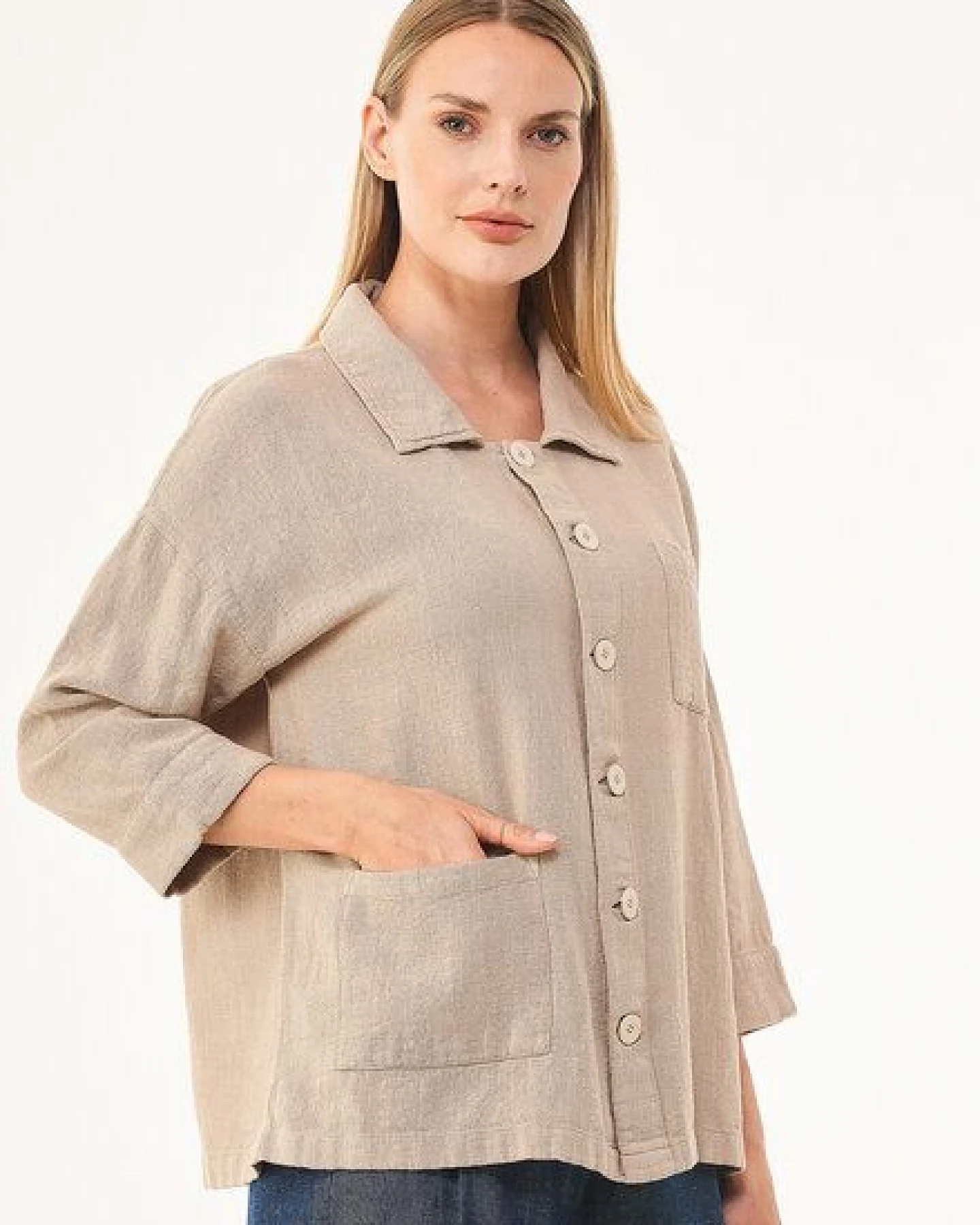 ORGANICATION Hemdbluse aus Leinen-Bio-Baumwolle Mix mit LENZING ECOVERO – Ansicht 2