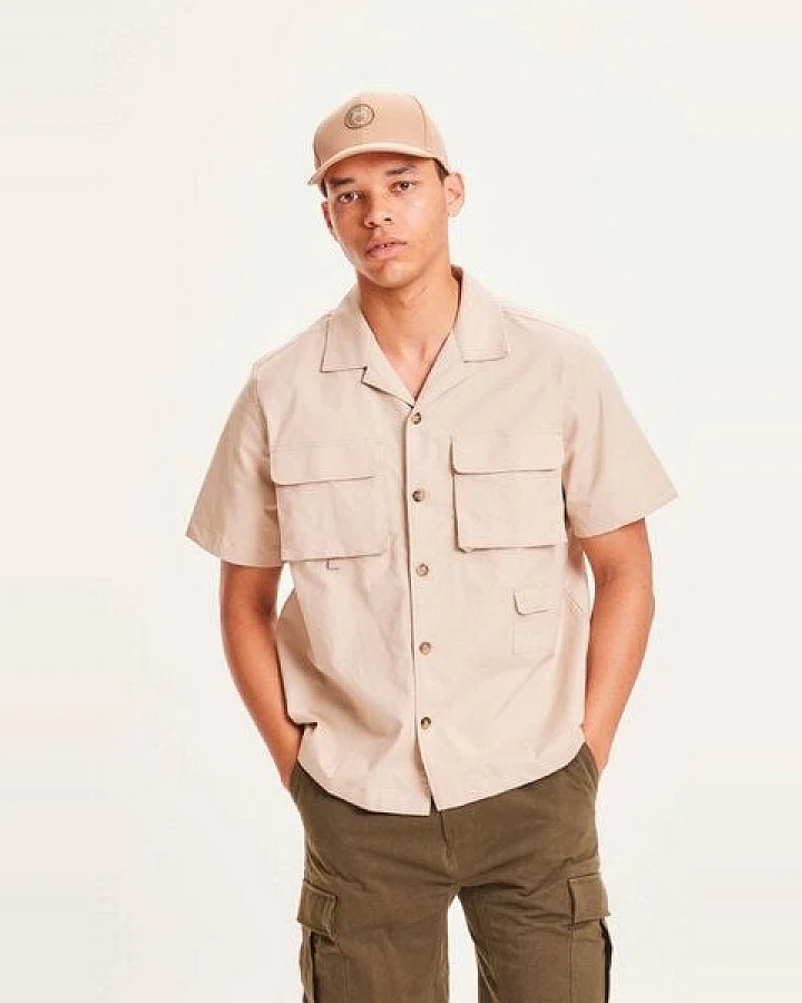 KnowledgeCotton Apparel Hemd - Wave Canvas aus Bio-Baumwolle