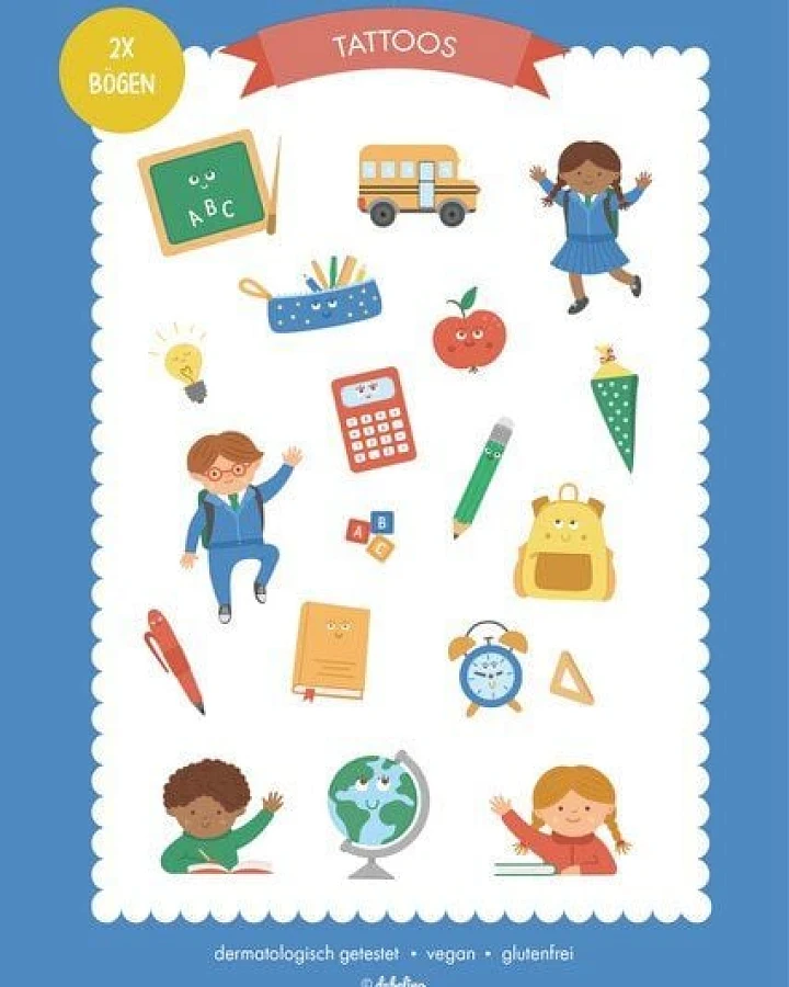 dabelino Kinder Klebetattoos (plastikfrei, vegan, glutenfrei)