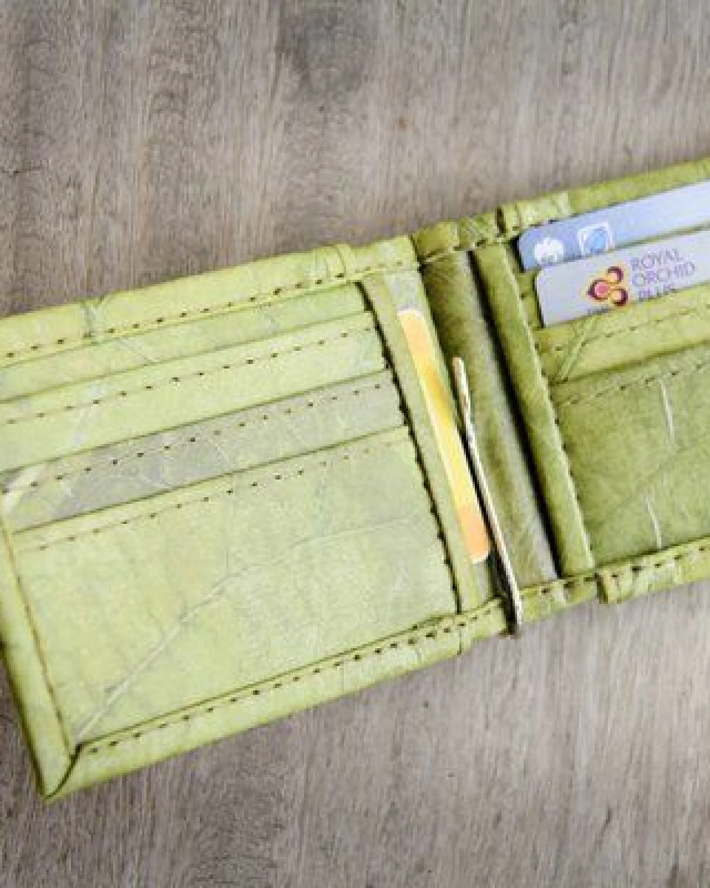 BY COPALA Portemonnaie mit Clip aus laminierten Blättern in grün, 1-fach gefaltet – Ansicht 4