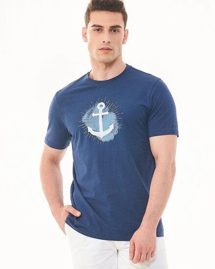 ORGANICATION T-Shirt aus Bio-Baumwolle mit Anker-Print