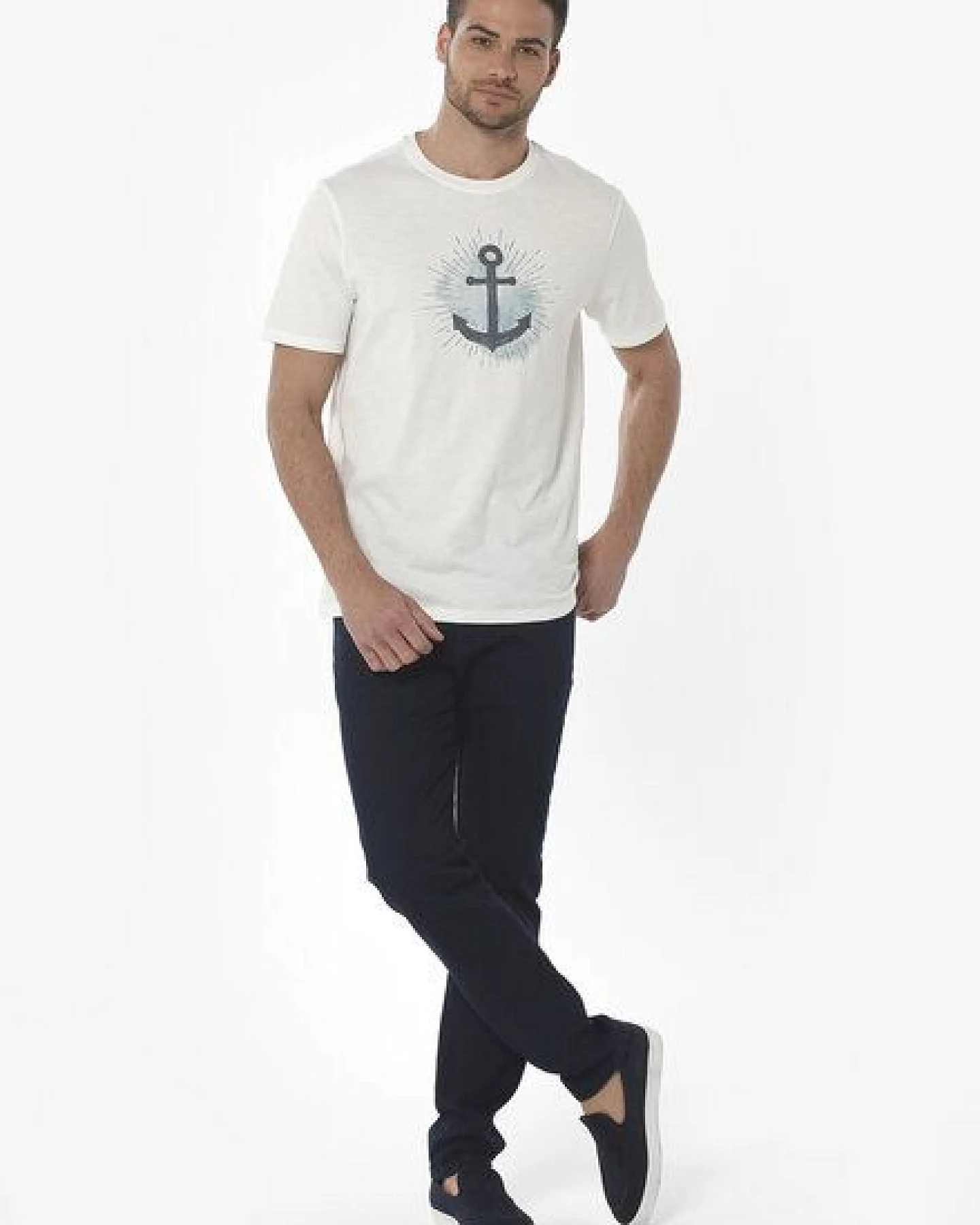 ORGANICATION T-Shirt aus Bio-Baumwolle mit Anker-Print – Ansicht 2