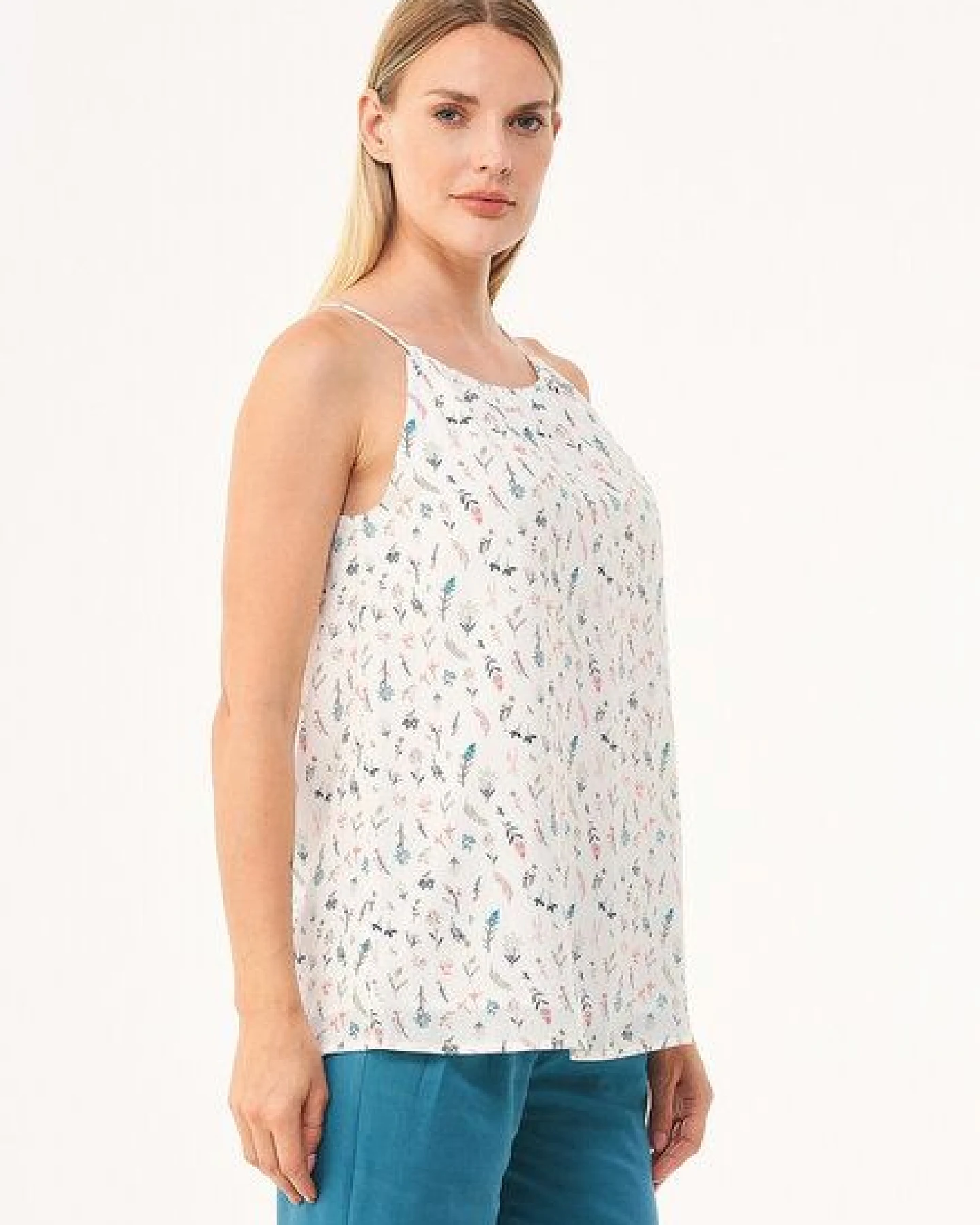 ORGANICATION Spaghettiträger-Top aus Bio-Baumwolle und Bamboo mit Allover-Print – Ansicht 3
