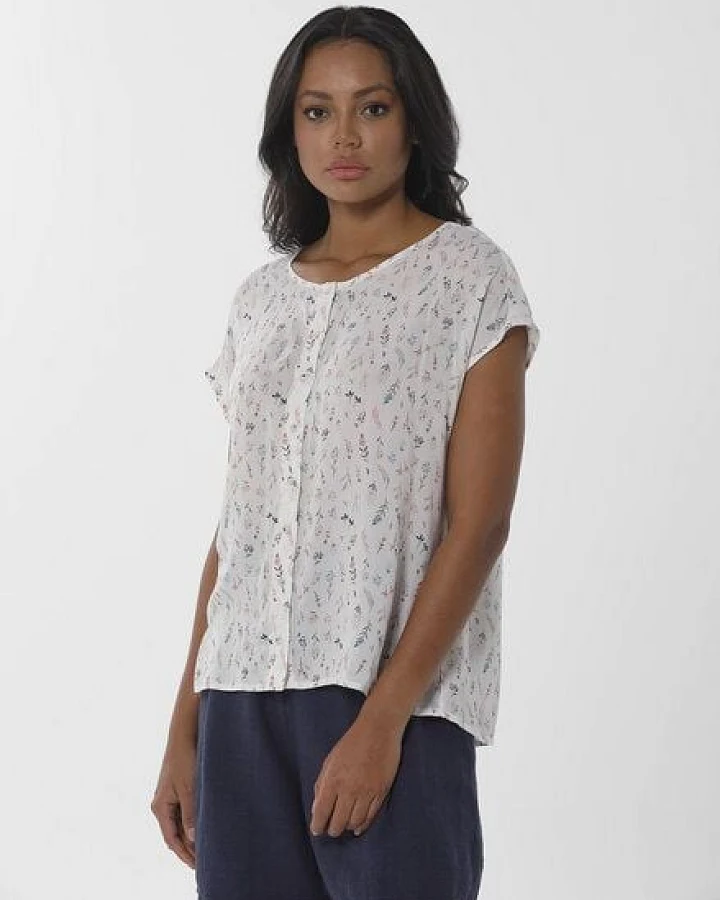 ORGANICATION Bluse aus Bio-Baumwolle und Bambus mit Blumenmuster