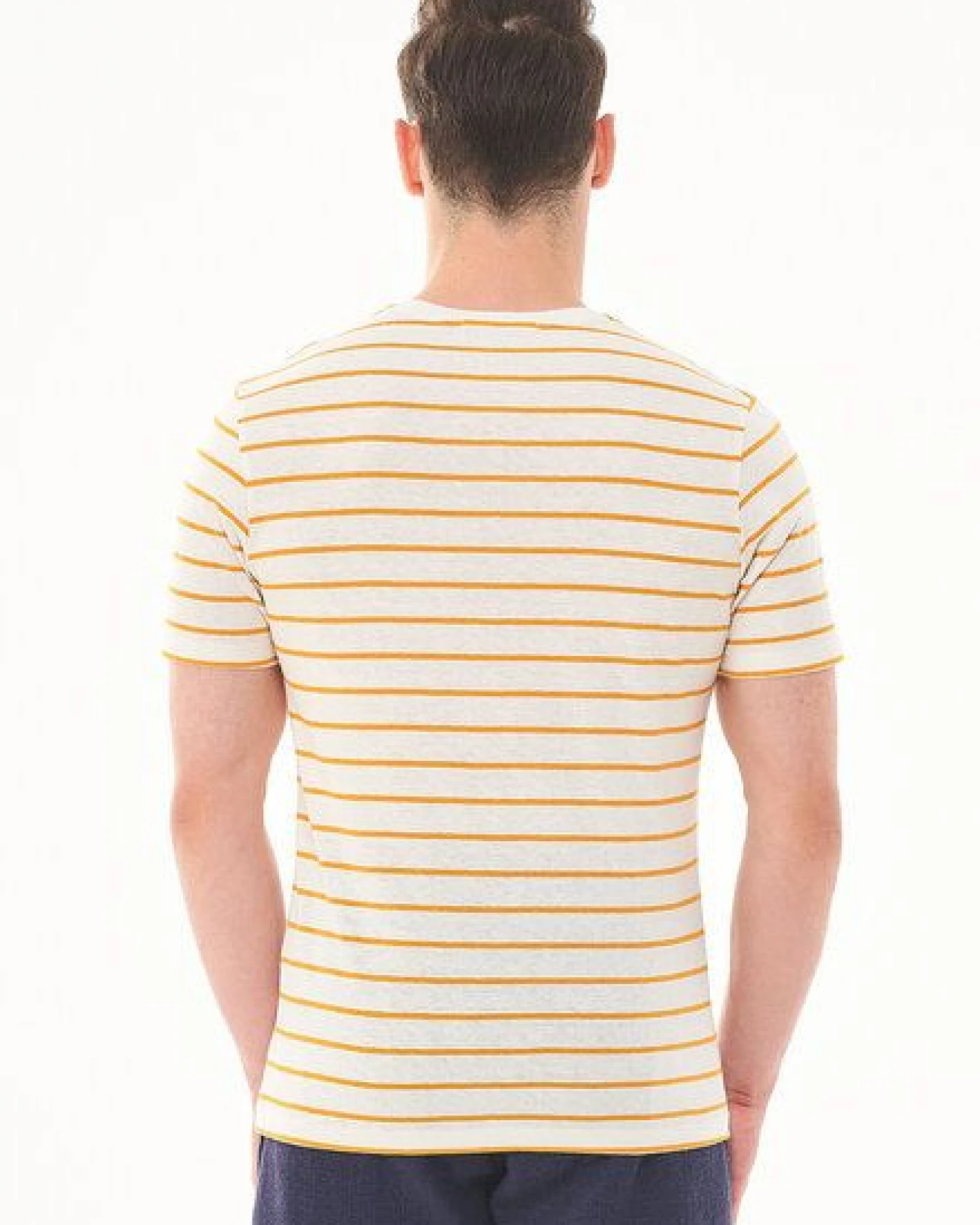 ORGANICATION Gestreiftes T-Shirt aus Bio-Baumwolle und Leinen – Ansicht 4