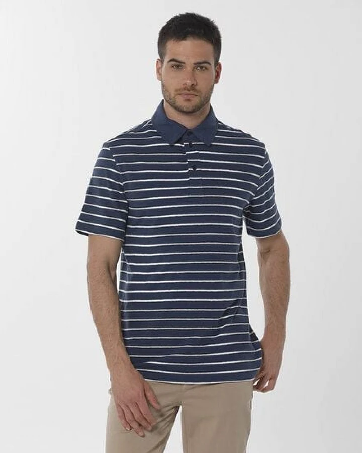 ORGANICATION Gestreiftes Poloshirt aus Bio-Baumwolle und Leinen