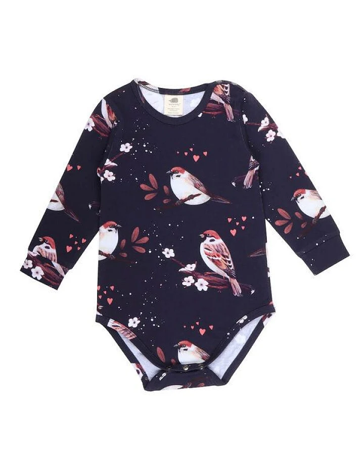 Baby Body Langarm *Little Sparrows* Gots Bio