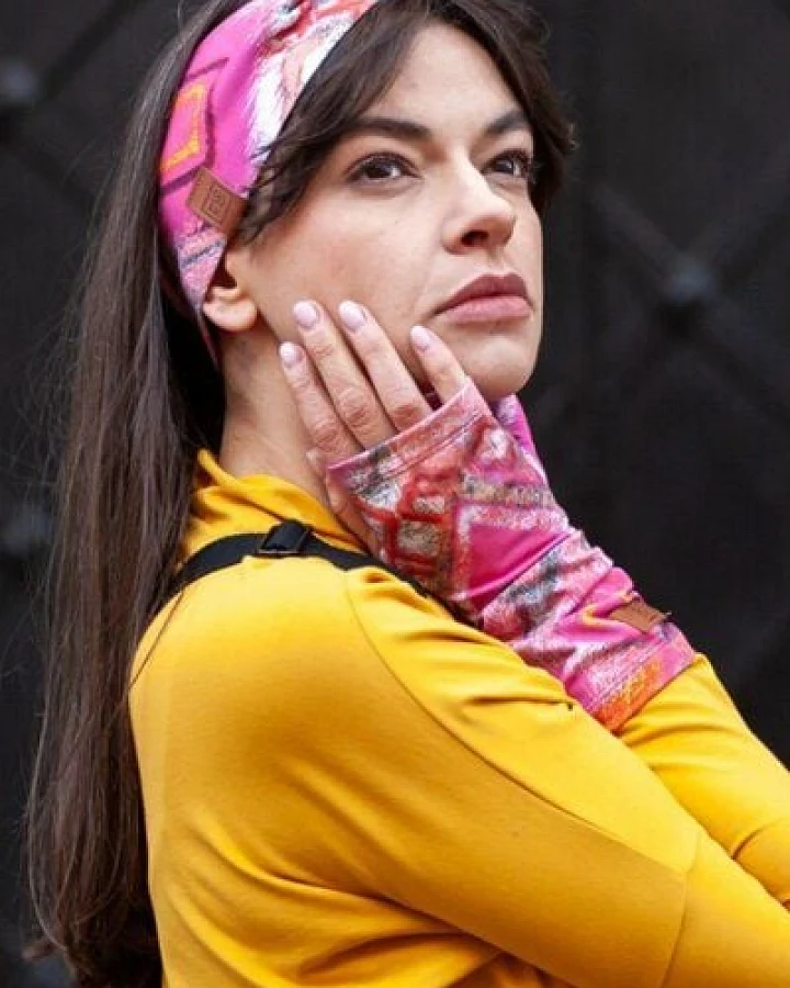 Haarband Chain – Stirnband – warmes Bio-Baumwolle – vorne verschränktem Design – Farbenfroher einzigartiger Print von KOKOworld