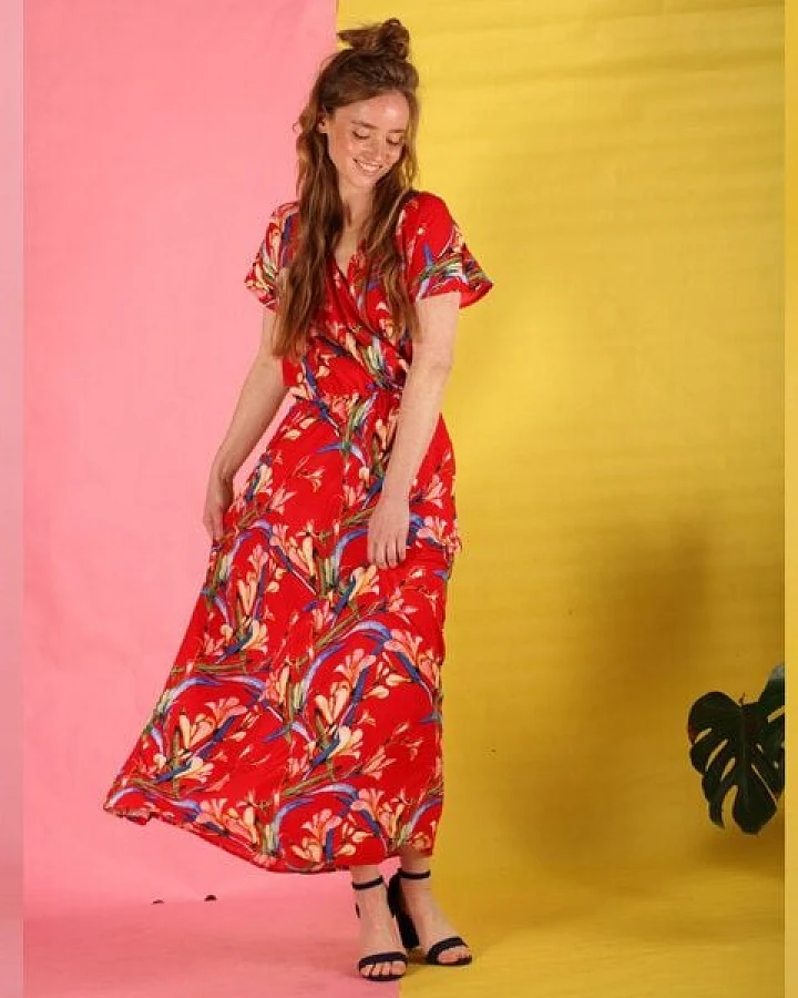 ManduTrap Rot gemustertes Sommerkleid Hanita