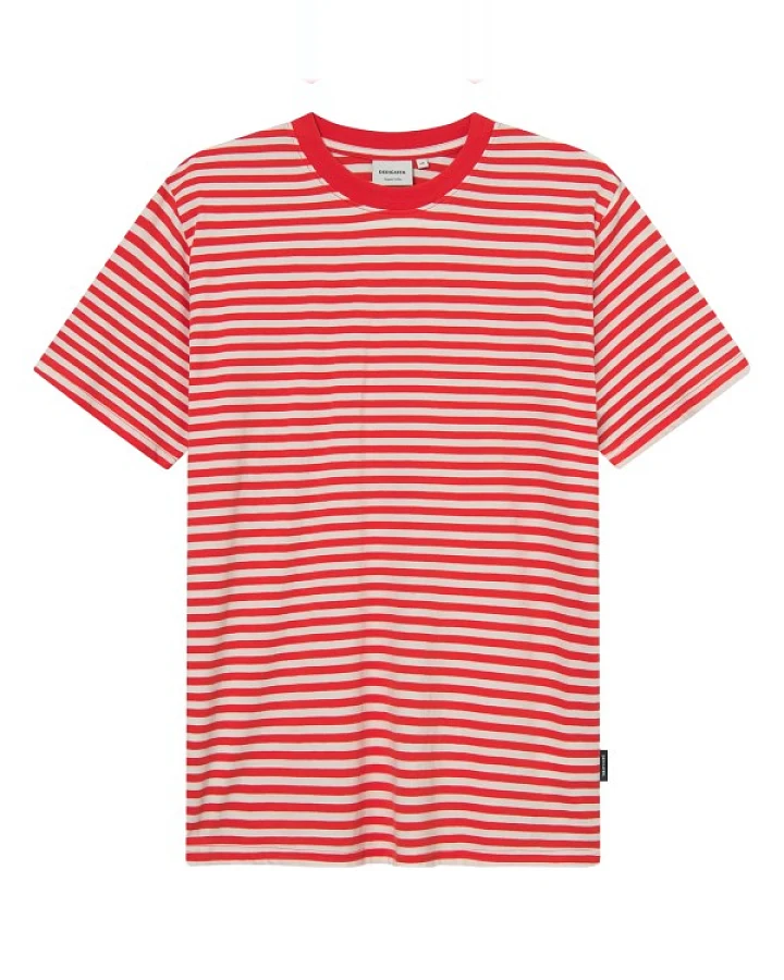 DEDICATED - T-Shirt Stockholm Stripes - T-Shirt Gr S rot/rosa