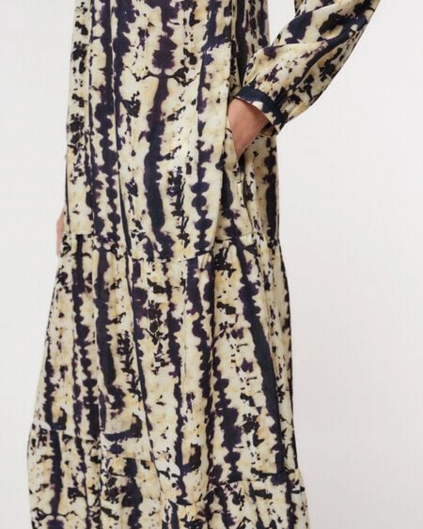 LANIUS Damen Maxikleid aus mit Alloverprint "Batik", Farbe Vanilla – Ansicht 4