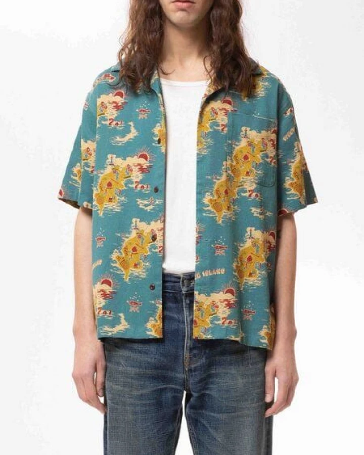 Nudie Jeans Hawaii Shirt - Aron Islands - aus Bio-Baumwolle