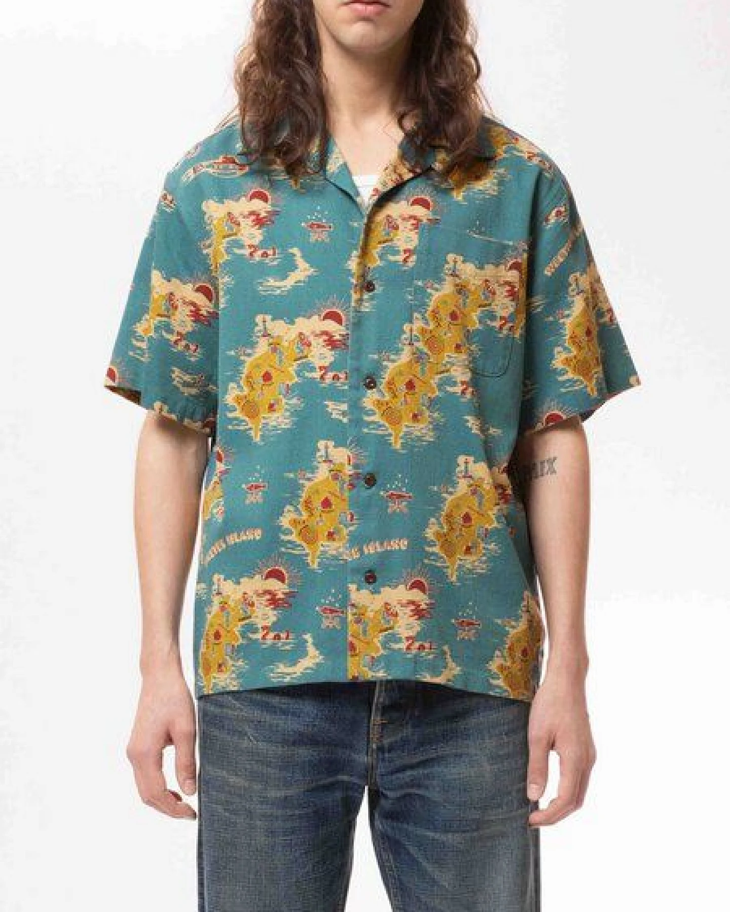 Nudie Jeans Hawaii Shirt - Aron Islands - aus Bio-Baumwolle – Ansicht 2
