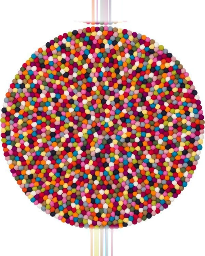 myfelt Filzkugelteppich rund, 100% Schurwolle
